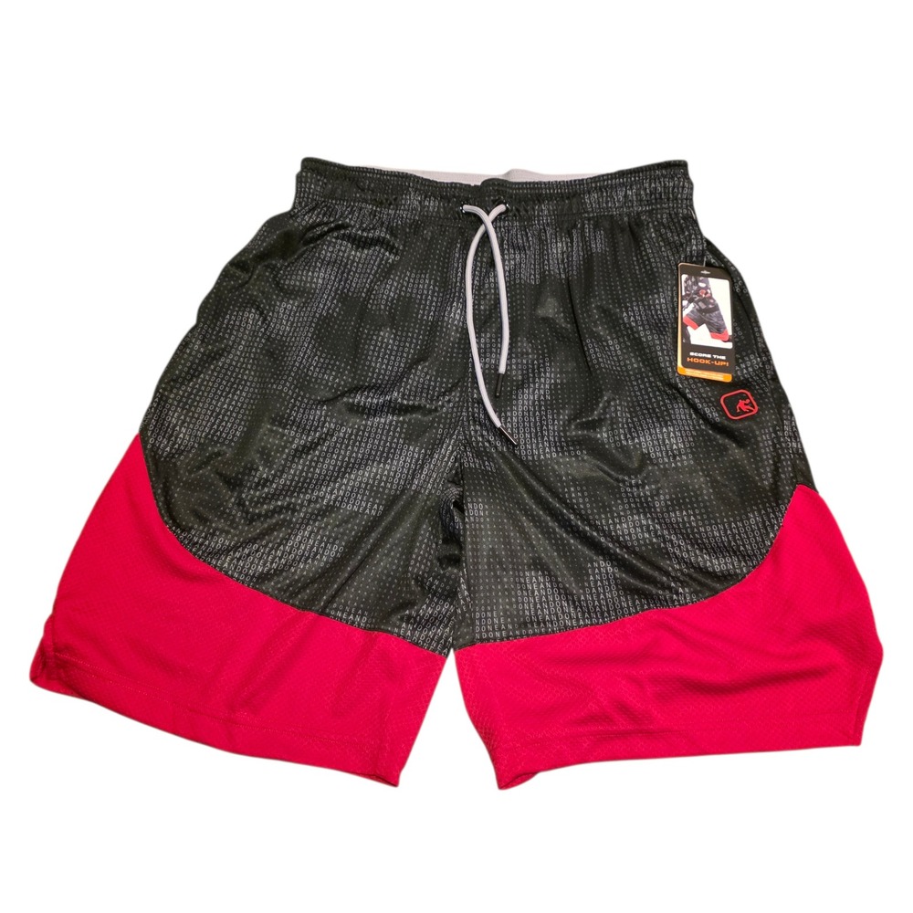 AND1 Mens Basketball Shorts Black‎ Varsity Red All Over Print ANM251SH01 New